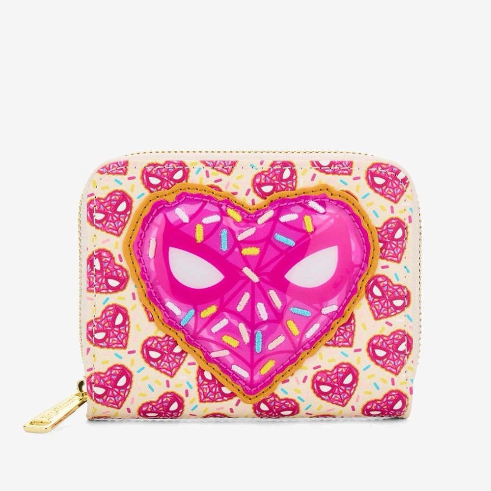 Loungefly Marvel Spider-Man Sprinkle Donut Mask Accordion Wallet - BoxLunch